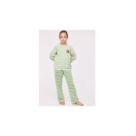 Pyjama Meisjes Woody Strepen Broek Velours - Pastelgroen